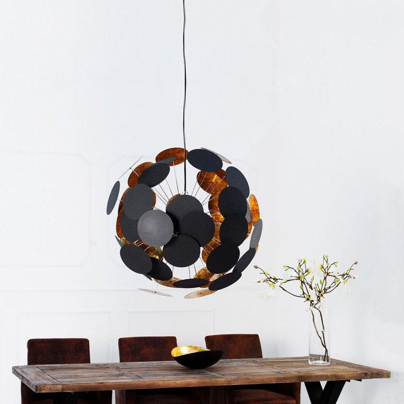 1 - Light Silver Sphere Pendant, Black/Gold