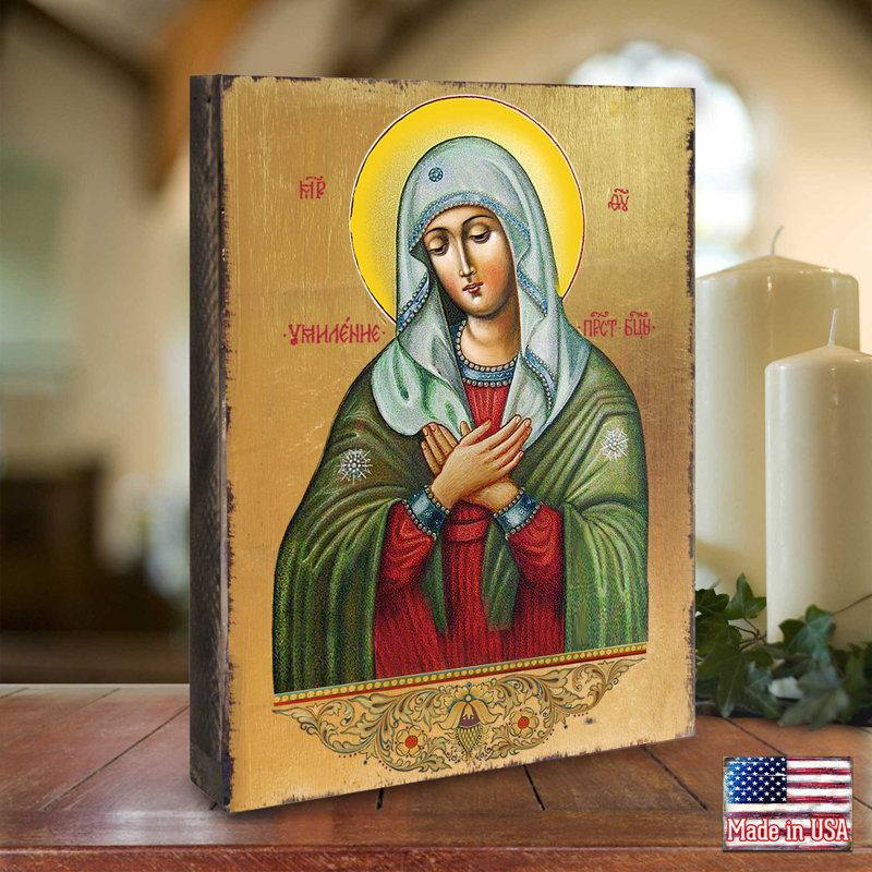 Gold-Plated Wooden Religious Icon Wall Art, 8" x 6"