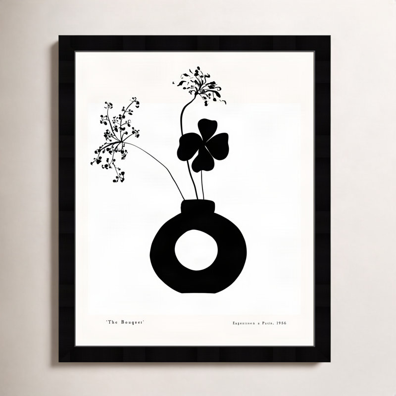 " Black And White Flower In A Vase " by Oliver Gal, 26" H x 22" W, Black