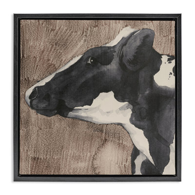 Art mural sur toile flottant à gauche, "Vache rustique" par Grace Popp