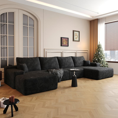 135" Cloud Sectional Sofa With 1 Ottoman,Modern Minimalist Upholstered Couches, Comfort U Shaped Sofa For Living Room,Deep Seat Corner Couch,No Assemb by Latitude Run