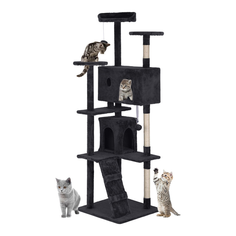 Tour pour arbre à chat Derrell, Gris/noir, H 70 po x l 21,3 po x P 21,3 po