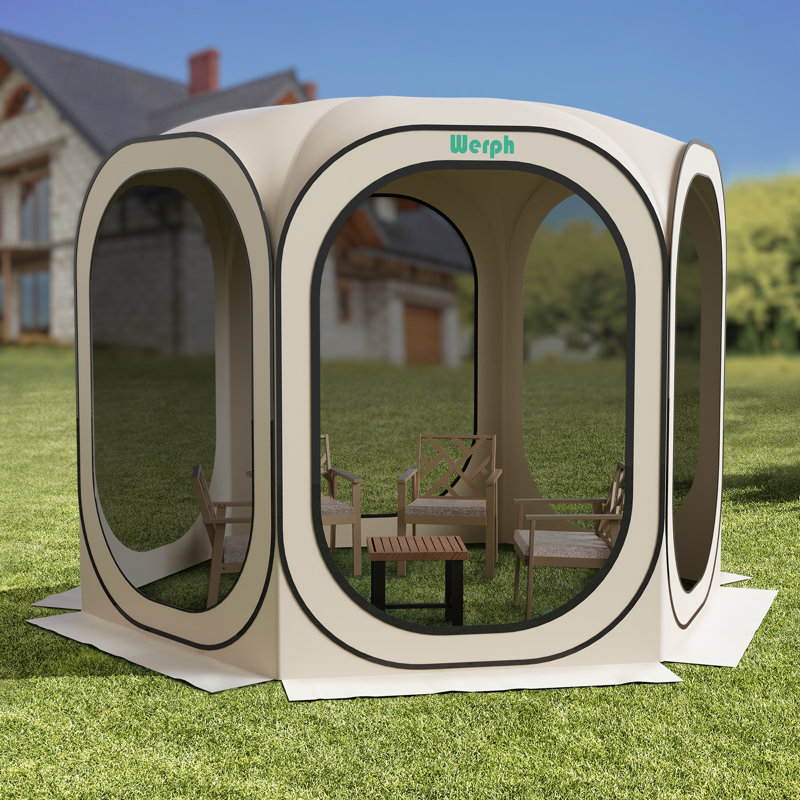Werph 10 Ft. W x 10 Ft. D Portable Pop Up Canopy, Beige