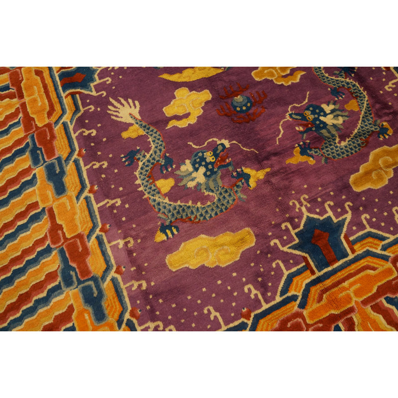 Antique Ningxia Chinese Allover Knotted Rug