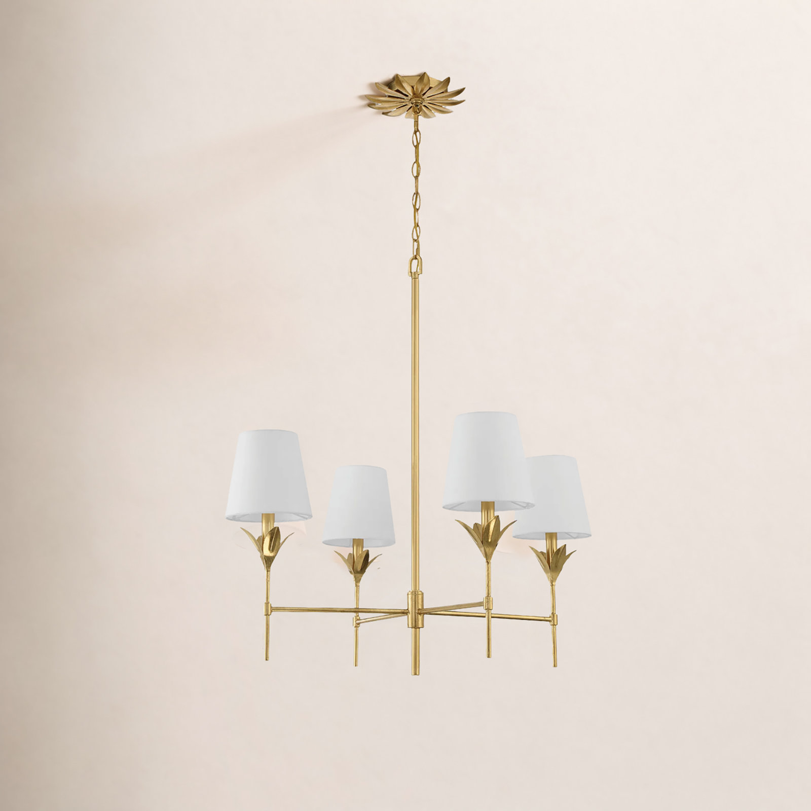 Iron 4-Light Chandelier, Antique Gold