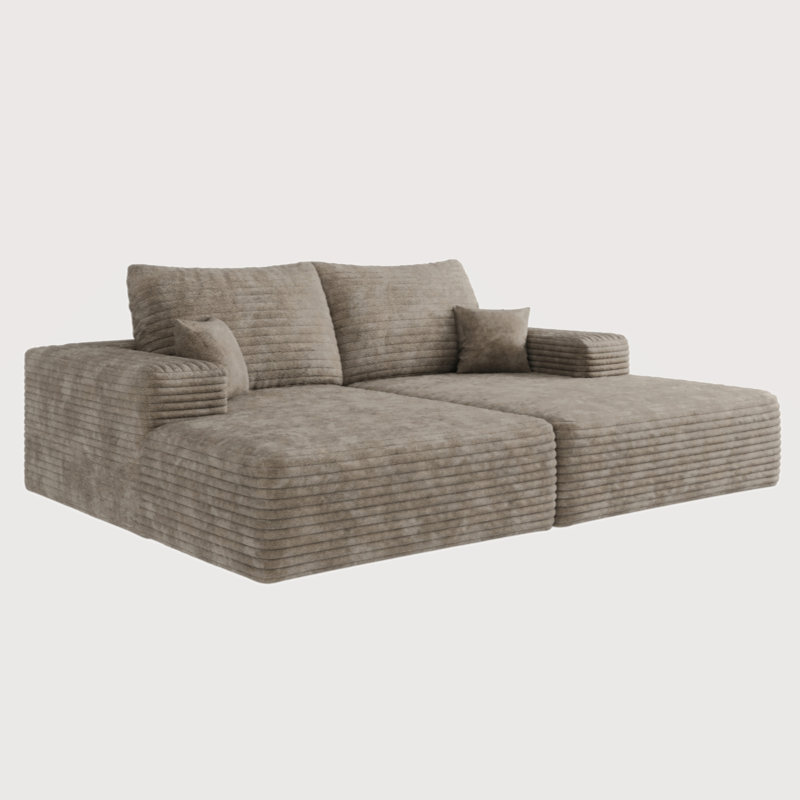 Boneless 74.8" Modern Sofa Bed With Dual Sleeper, Lounger For Moviebonus Room,No Assembly Required, Camel
