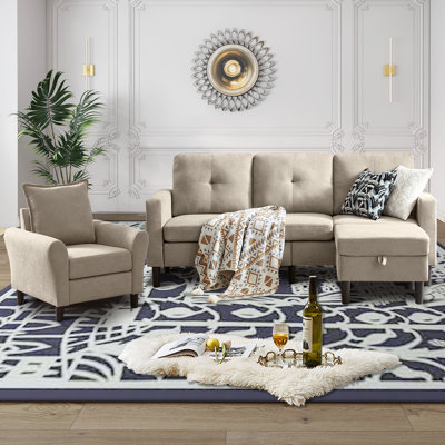 79.14" 3-Piece Living Room Set with Storage Bags and Storage Ottoman