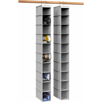 2 Pack 10 Shelves Hanging Organizer, Gray