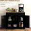 Armoire de bureau noire vieillie - comptoir en bois massif, 3 tiroirs, portes, tablette réglable avec espace de travail et balcon