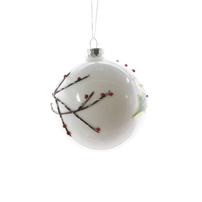 Ornement boule blanche suspendue (paquet de 2)