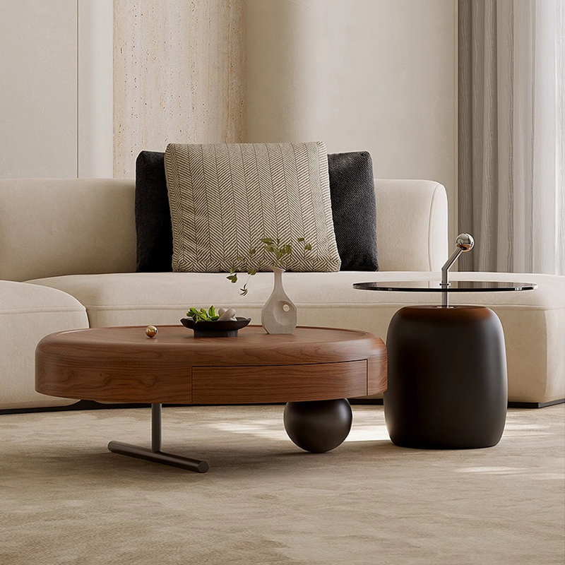 Round coffee table in ancient style