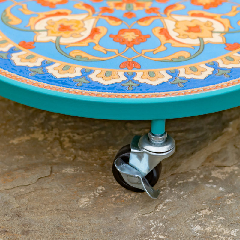 13.8" Ceramic Mosaic Tile Plant Trolley "Marseilles" (Set of 2)