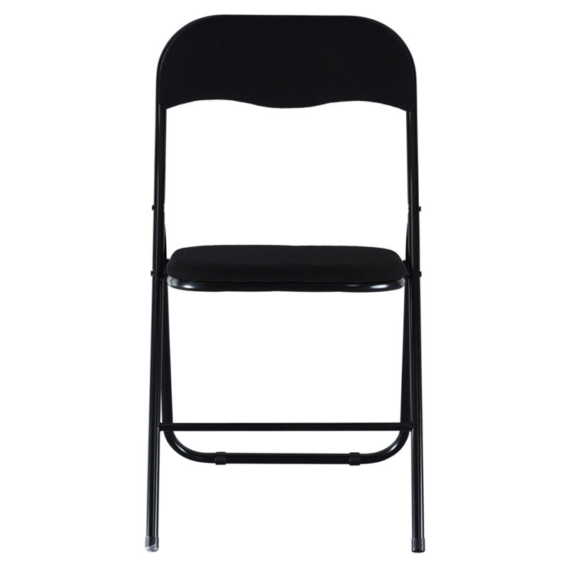 Nejdet Upholstered Padded Stackable Folding Chair Folding Chair Set, Black