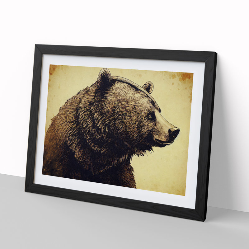 Glorious Bear - Framed Print, Black, 46cm H x 64cm W x 2cm D