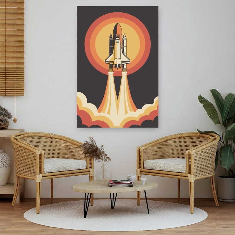 «Retro Navette spatiale», impression d'art rétro rétro paysage nature, 60" H x 40" W