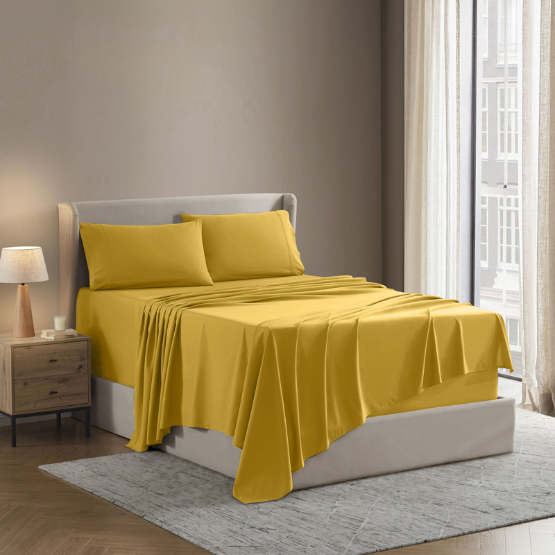 Luxury Collection Classic Smooth Thread Sheet Set, Queen, Daybreak Yellow