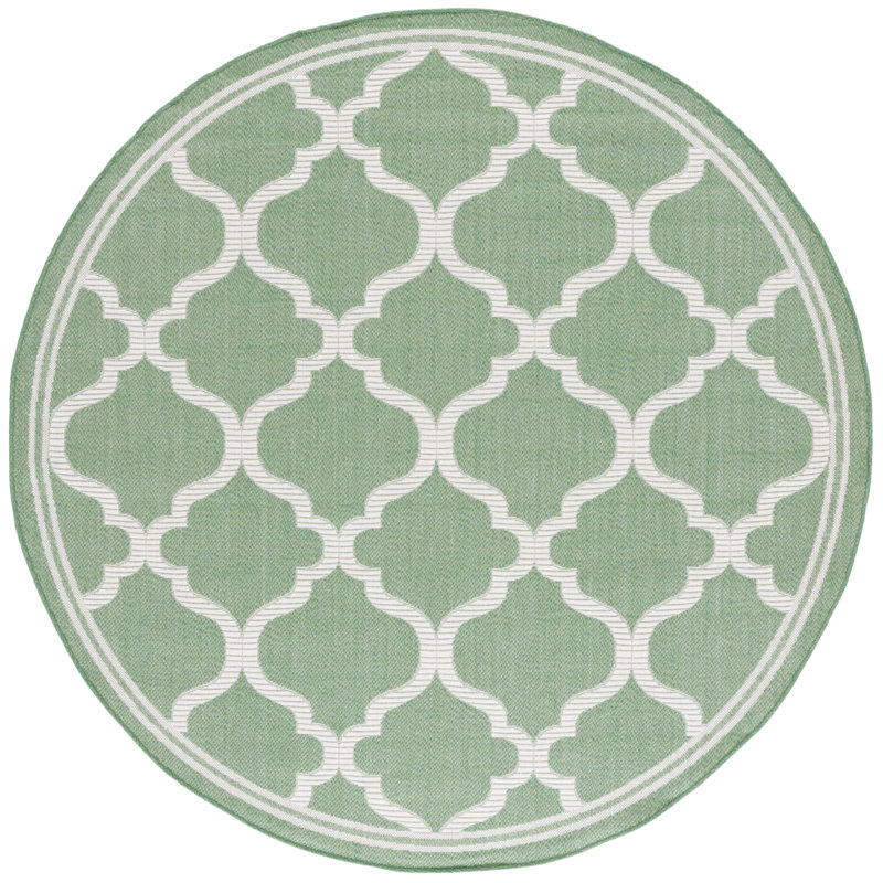Jaxzen Performance Machine Washable Geometric Indoor/Outdoor Area Rug, Round 6'7" 