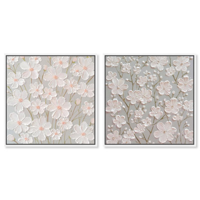 «Neutral Serenity Floral Art», ensemble de 2 impressions sur toile par 