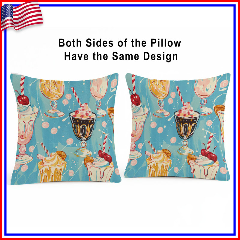Coussin Milkshakes, coussins décoratifs double face, 20 po x 20 po