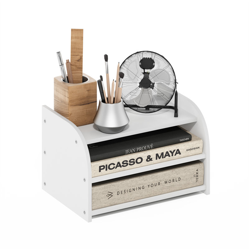 Ebern Designs Martelli 3-Tier Desk Top Organizer, White
