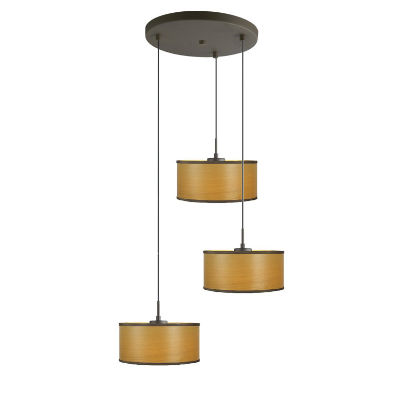Luminaire suspendu tambour à 3 lumières Melnik, Bronze, Marron