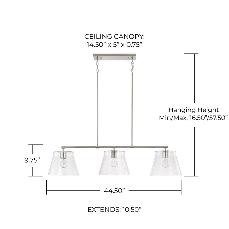 Alorie 3 - Light Kitchen Island Pendant, Brushed Nickel