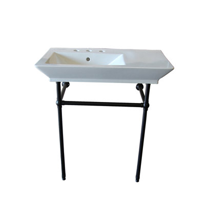 Barclay 19.37'' White Fireclay Rectangular Bathroom Sink with Overflow