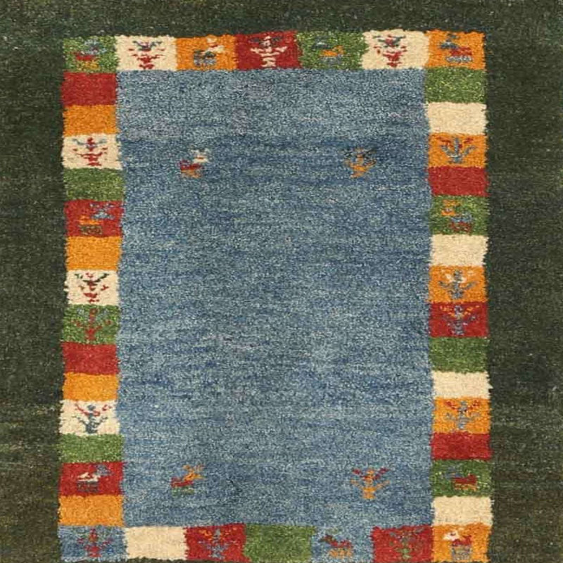 Tapis gris clair/vert clair contemporain, Carré 5 pi