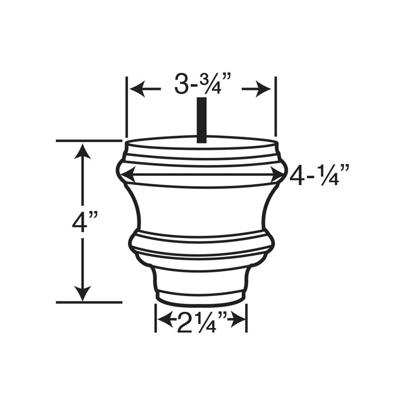 4-Inch Unfinished Solid Hardwood Round Bun Foot