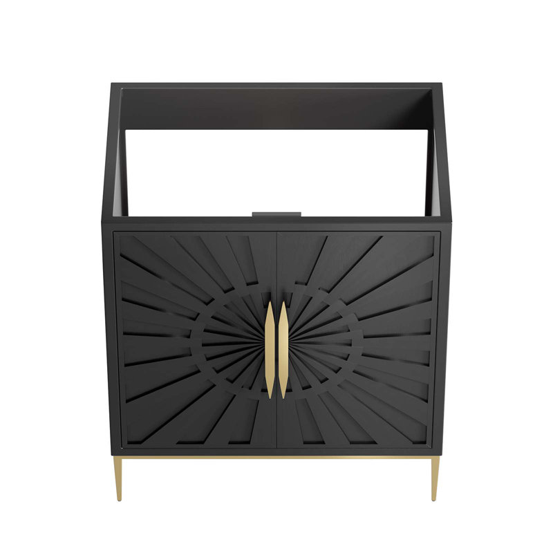 Awaken Black and Gold 30" Modern Bathroom Vanity Cabinet