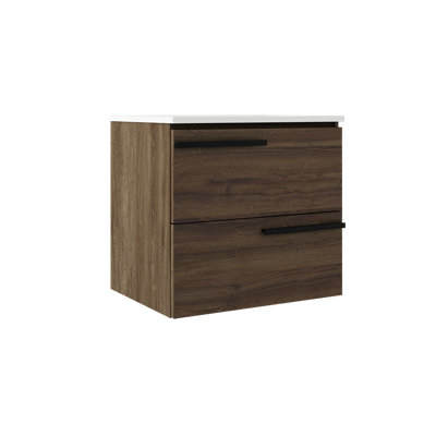 Accent 24" Two Drawer Wall-Mounted Vanity - Dark Walnut
