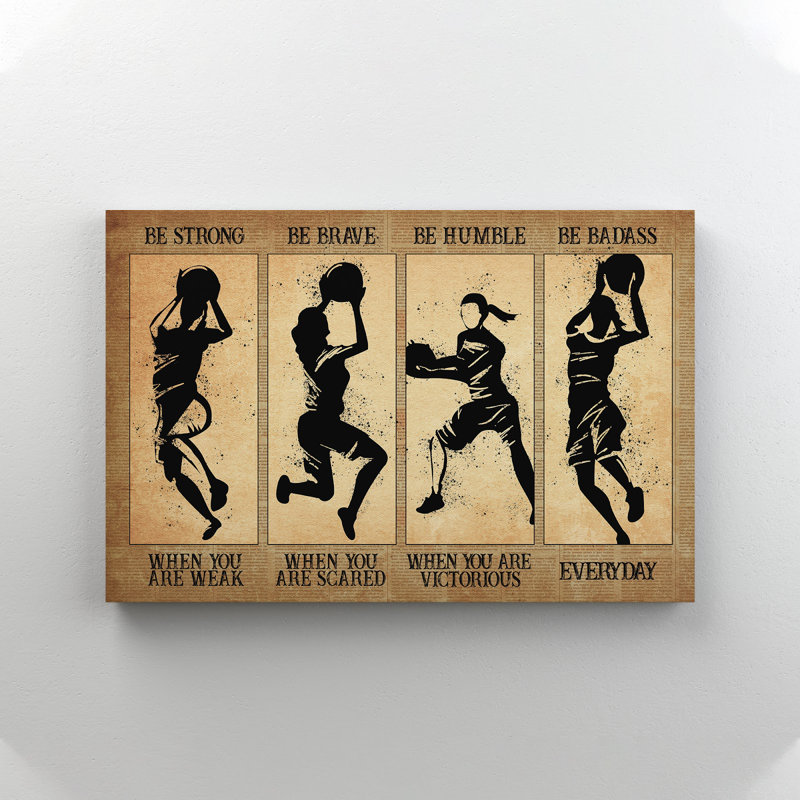 Basketball - Be Badass Everyday Gallery, toile tendue - décor de motif sportif, beige et noir, H 16 po x l 20 po x P 2 po
