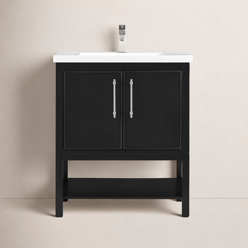 Ensemble de meuble-lavabo simple 30 po Jewell, Noir / nickel brossé