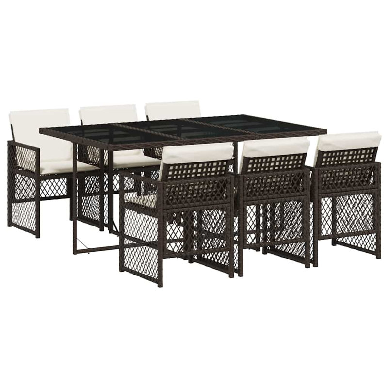 Patio Dining Set Table,, Cream White, Brown
