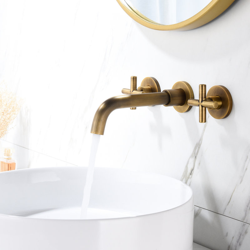 Bronze Wall Mounted Bathroom Faucet - To Rust And Corrosion, 7-Layer Surface Finish Fingerprints, Treatment For Durability Appearance