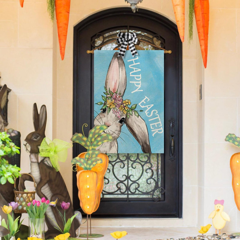 Décoration de jardin pour lapin Joyeuses Pâques, Bleu
