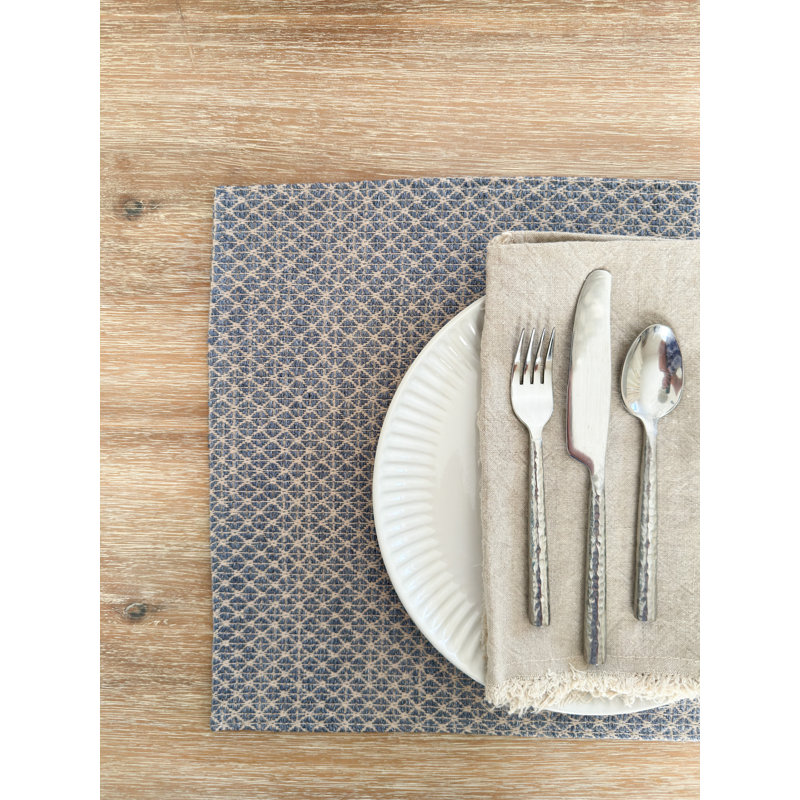 Acrylic Geometric Rectangle Placemat, Indigo Blue