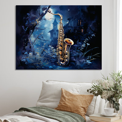 Saxophone bleu minuit - musique encadrée, art mural