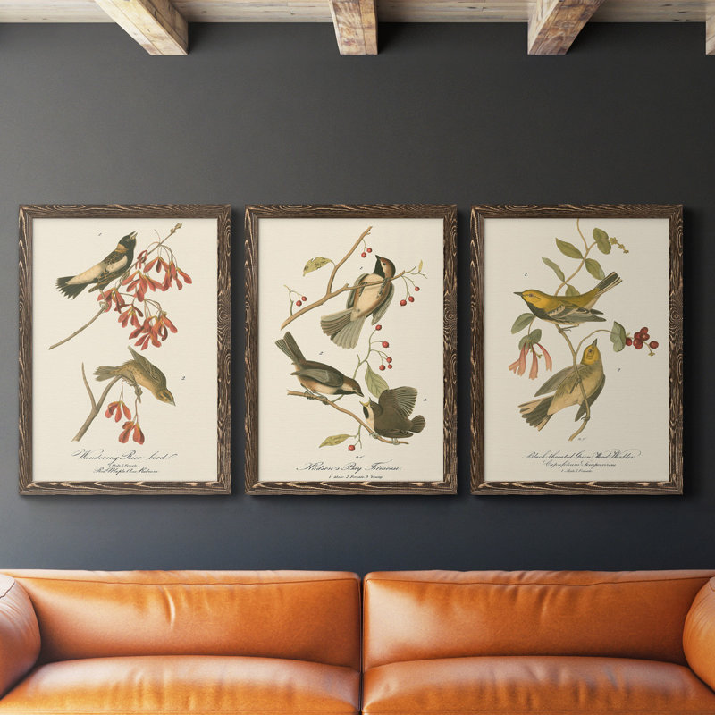Oiseau de riz Wandering, reproduction d'art sur toile, H 31,5 po x l 47 po x P 1,5 po, Noyer