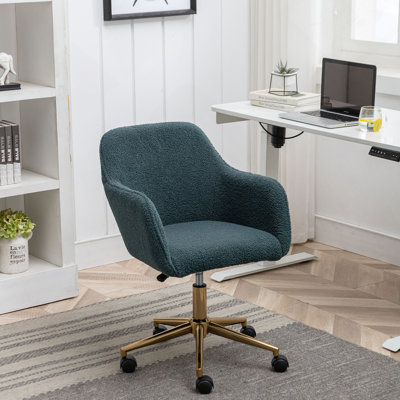 Chaise de bureau en tissu Teddy, hauteur réglable, pivotant à 360 °