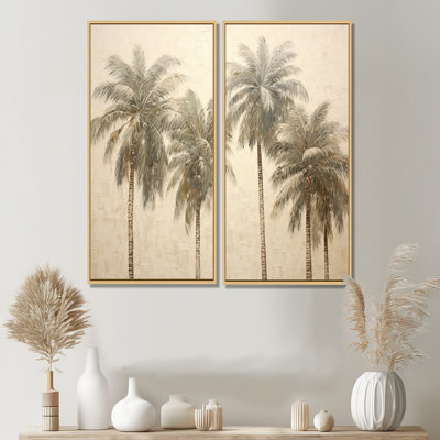 Minimalism Vintage Tropical Tranquility Palm Trees I - Green Traditional Wall Art