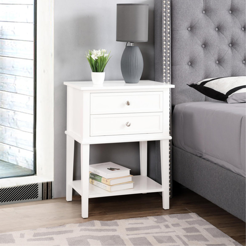 Table de chevet élégante et contemporaine, Blanc
