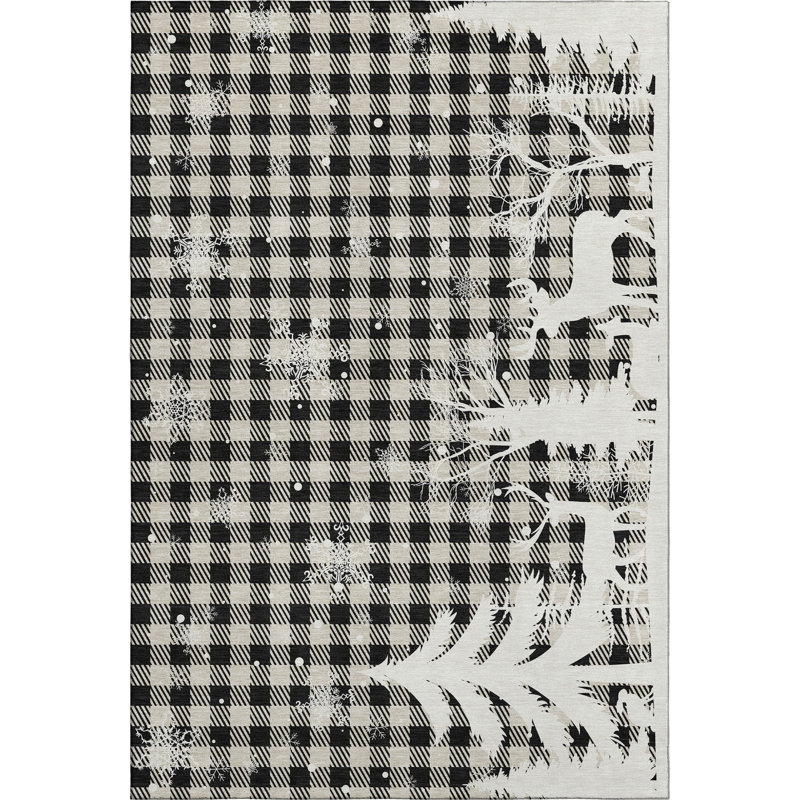 Premium Machine Washable Castillon AMF1824 Winter Forest Holiday Rug, Rectangle 10' x 14'