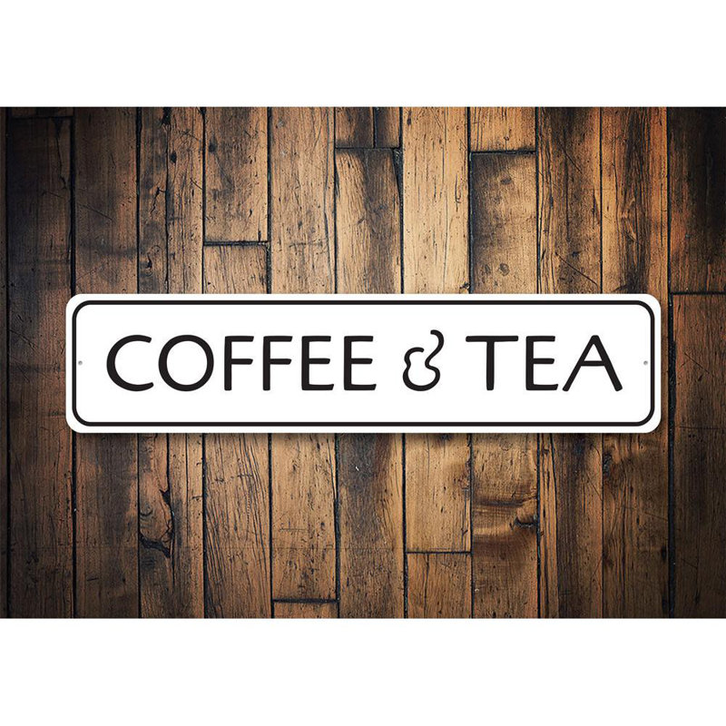 Plaque en aluminium «Coffee and Tea», H 6 po x l 24 po x P 0,06 po