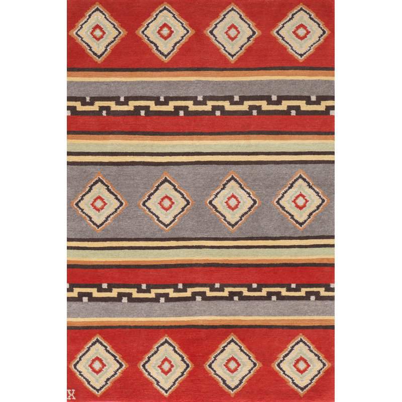 Mesa Wool Southwestern Area Rug in Red, Rectangle 4' x 6'