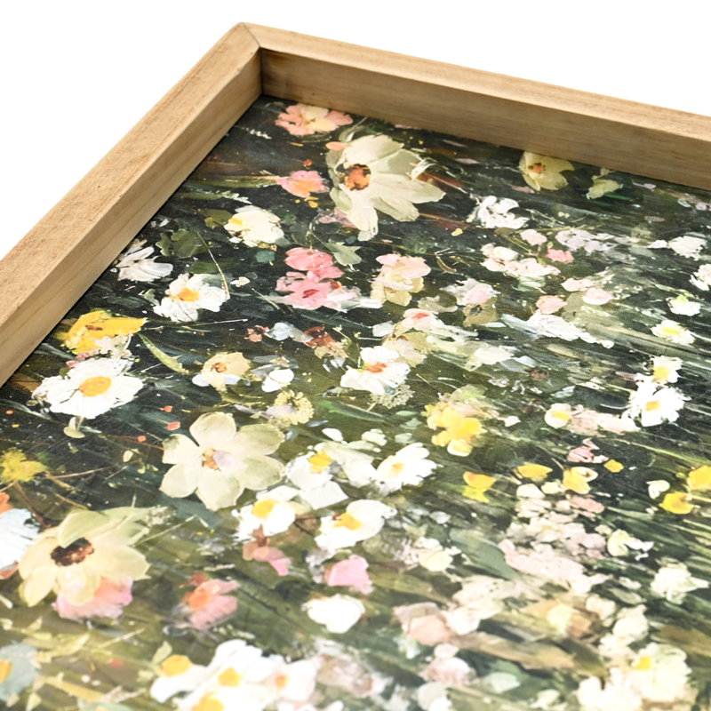 16 x 24 pouces, impressions sur toile encadrées de champ de fleurs sauvages classiques pour chambre à coucher et salle à manger, décoration murale, pré