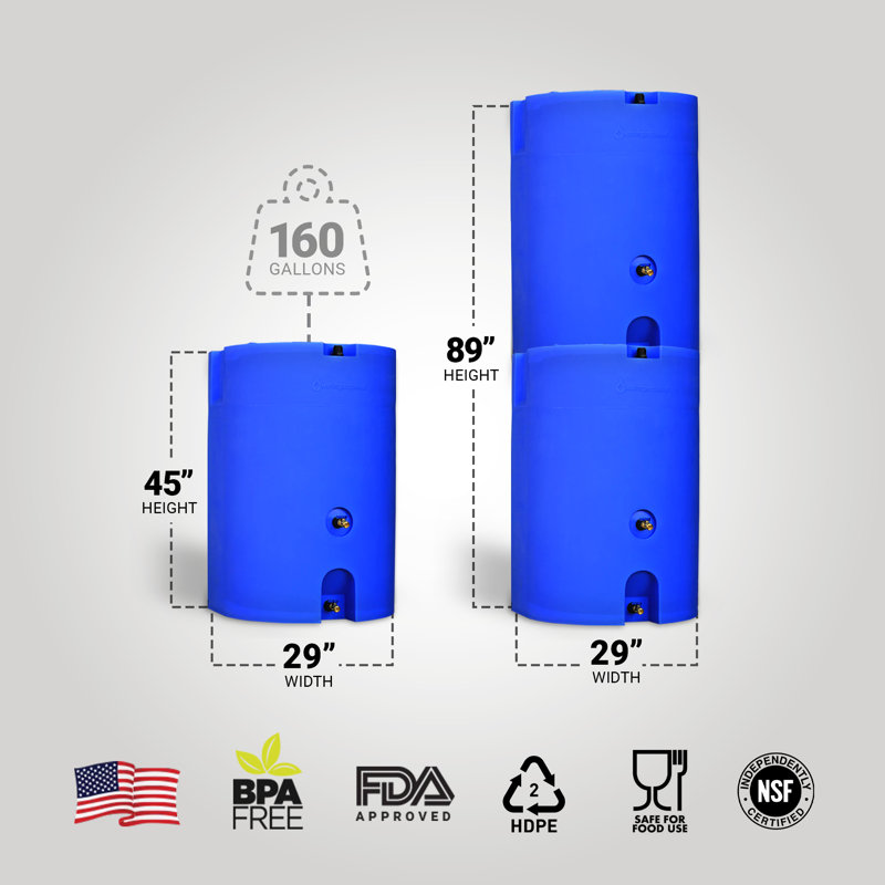 WaterPrepared 160 Gallon Large Capacity Water Storage Tank