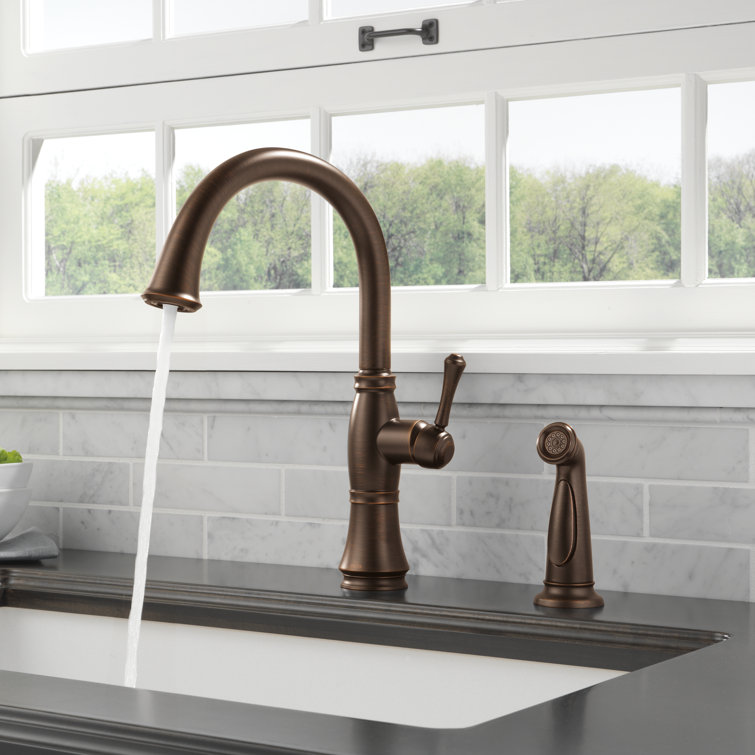 Delta 4297-RB-DST Cassidy Single Handle Kitchen Faucet with Diamond Seal® Technology and With Accessories