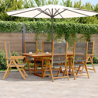 6 - Person Patio Dining Set Extendable Rectangular Table