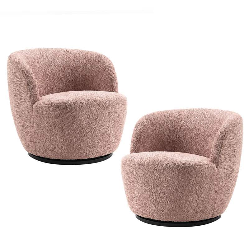 Fauteuil demi-tonneau pivotant Nen Boucle, Rosé